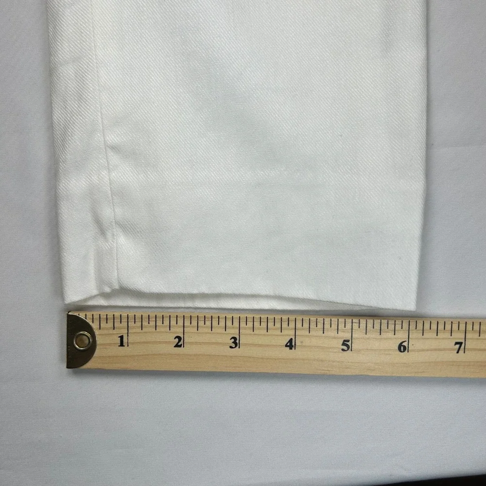 Banana Republic Avery White Linen Blend Ankle Pants Womens 4P Mid Rise